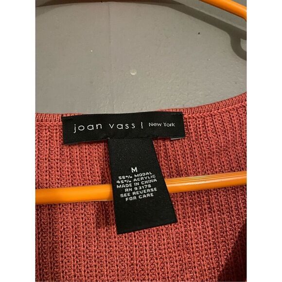 Joan Vass Knit Oversized Comfort Cozy V Neck Sweater Salmon Modal Blends M - Picture 4 of 6